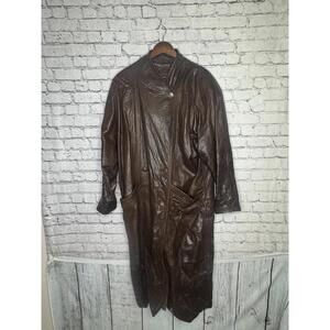 Tibor Vintage‎ BrownLeather Trench Coat L